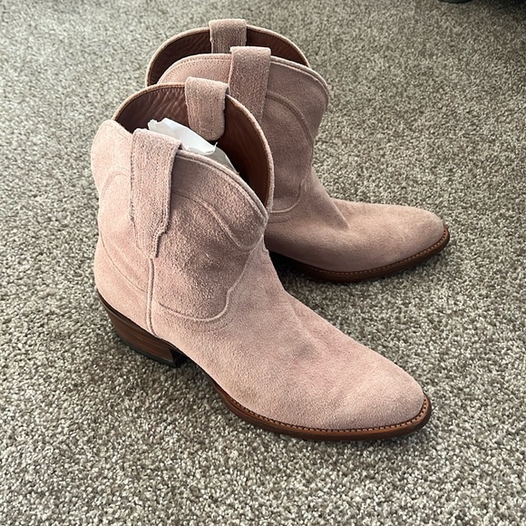 Tecovas Shoes - Tecovas Lucy Pink Suede Leather Boots Bootie